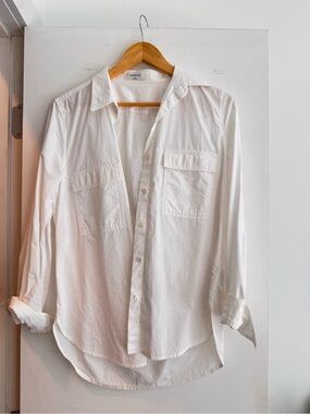 Babaton White Cotton Button-Down Shirt